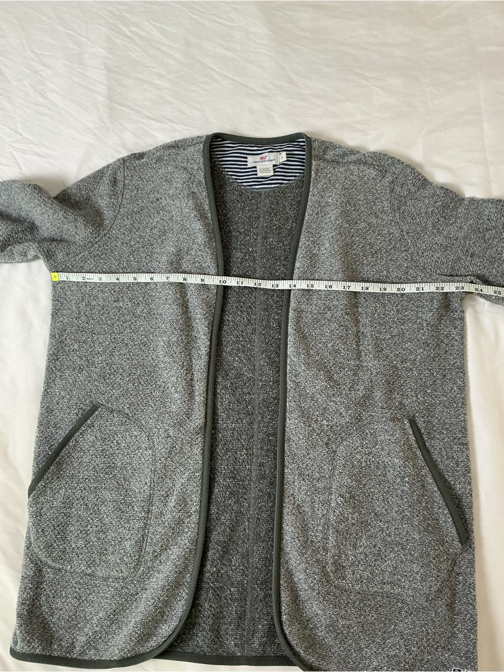 Vineyard Vines Gray Open Front Cardigan Size S | Soft Knit Layer - Picture 6 of 7